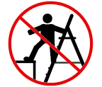 Do not step off the side of ladder onto another surface.